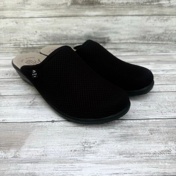 Fly Flot Slip On Clogs Sz 40/US 9 Black Mesh Leather Comfort Anti Shock Casual - Picture 1 of 11